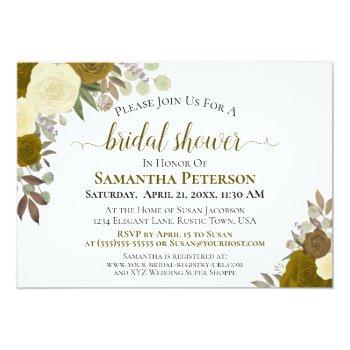 Rustic Gold Watercolor Floral Chic Front View