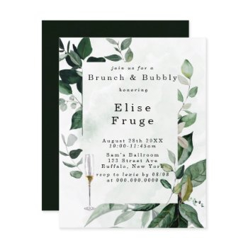 rustic greenery eucalyptus brunch & bubbly invitation