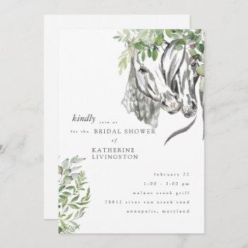 rustic horses nuzzling neutral bridal shower invitation