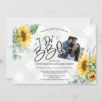 rustic i do bbq sunflower bridal shower photo invitation