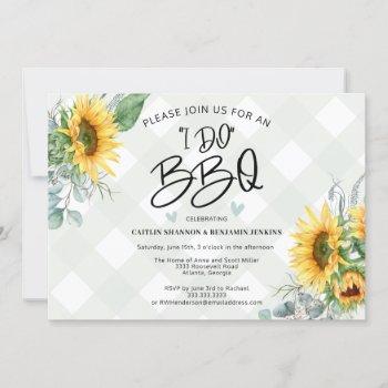 rustic i do bbq sunflower plaid bridal shower  invitation