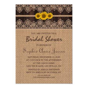 Rustic Lace Burlap Wood Front View