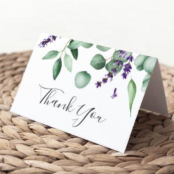 rustic lavender and eucalyptus thank you card