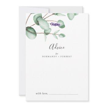 rustic lavender and eucalyptus wedding advice card