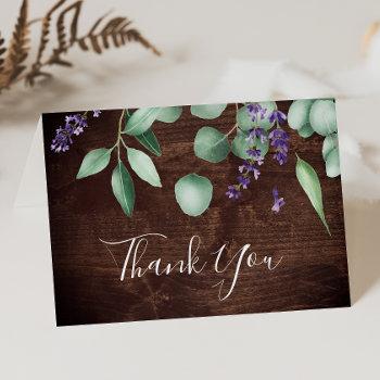 rustic lavender and eucalyptus | wooden thank you card