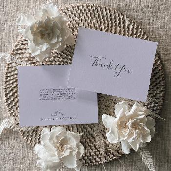 rustic lavender coordinate light purple thank you card