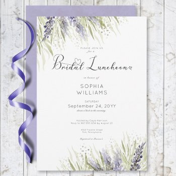 rustic lavender & sage bridal luncheon invitation