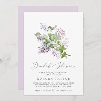 rustic lilac bridal shower invitation