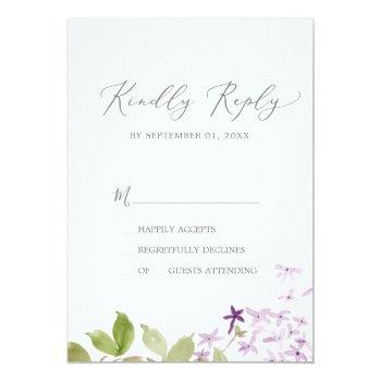 Rustic Lilac Simple Rsvp Card Front View