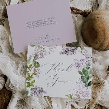 rustic lilac thank you card