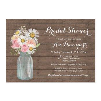 rustic mason jar & flowers baby or bridal shower invitation