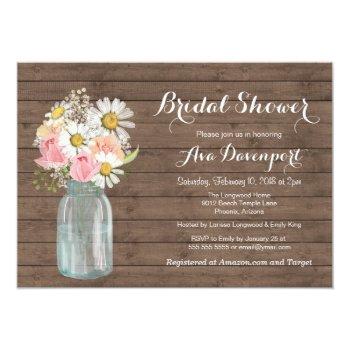 Rustic Mason Jar & Flowers Baby Or Front View