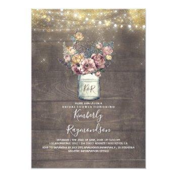 Rustic Mason Jar Mauve And Gold Front View