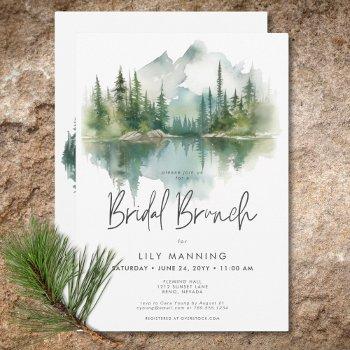 rustic mountain lake watercolor bridal brunch invitation