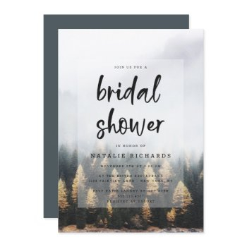 rustic mountain pine trees fall bridal shower invitation
