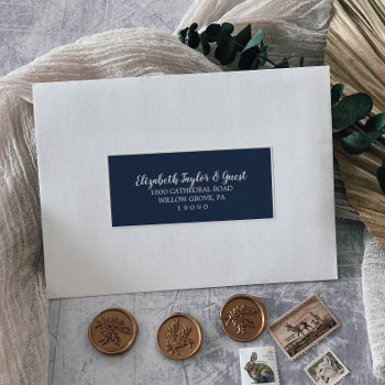 rustic navy and white wedding guest address labels