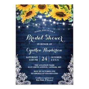 Rustic Navy String Lights Sunflowers Front View
