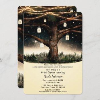 rustic night tree lights mason jars bridal shower invitation