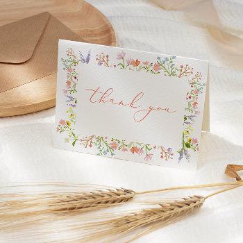 rustic pastel wildflower frame bridal shower thank thank you card