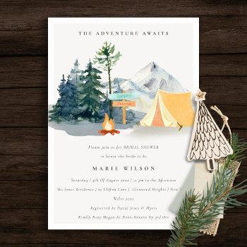 rustic pine woods camping mountain bridal shower invitation