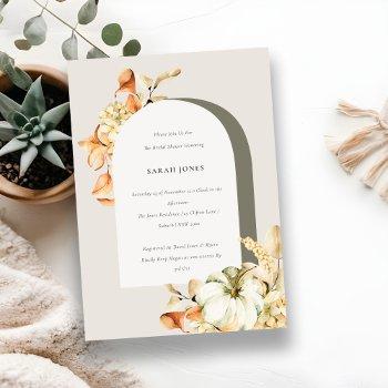 Rustic Pumpkin Arch Floral Bridal Shower Invite Front View