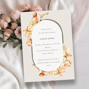 Rustic Pumpkin Arch Floral Bridal Shower Invite Front View