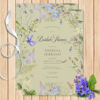 rustic purple sage wildflower sage bridal shower invitation