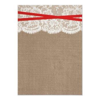 Rustic Red Bow, Burlap & Lace Front View