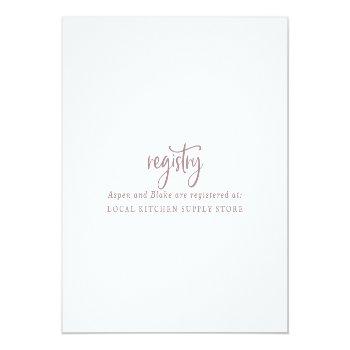 Rustic Rose Gold Script Gift Registry Enclosure Card Front View