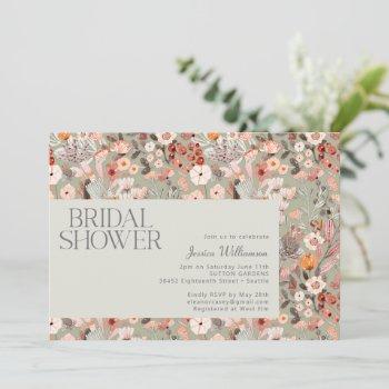 rustic sage botanical boho bridal shower  invitation