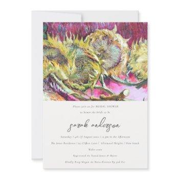 rustic script yellow sunflower bridal shower invitation