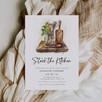 rustic stock the kitchen bridal shower invitation