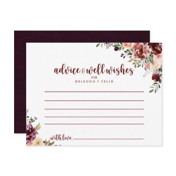 rustic summer floral wedding advice card