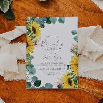 rustic sunflower brunch and bubbly bridal shower invitation