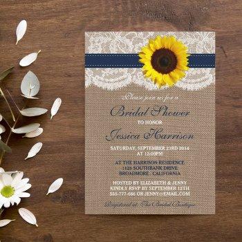 rustic sunflower, burlap & lace bridal shower invitation