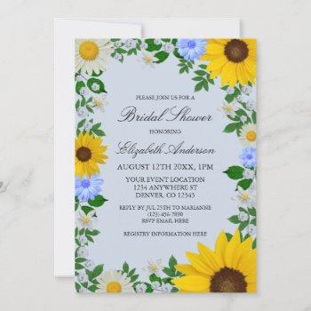 rustic sunflower daisy floral bridal shower invitation