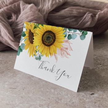 rustic sunflower eucalyptus thank you card