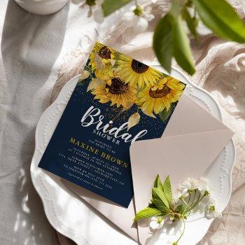 rustic sunflower, navy & gold bridal shower invitation
