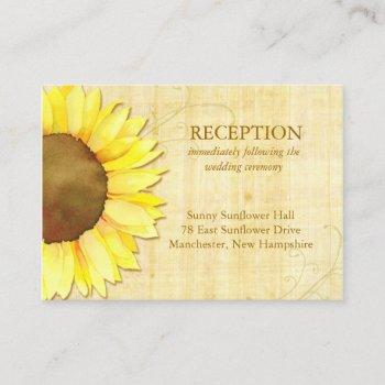 rustic sunflower wedding reception enclosure card