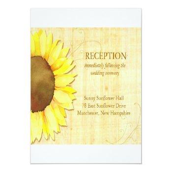 Rustic Sunflower Wedding Reception Enclosure Card Front View