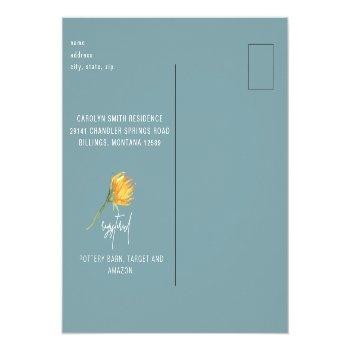 Rustic Sunflowers Fence Teal Postcard Front View