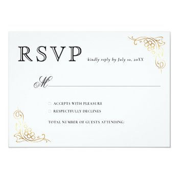 Rustic Watercolor Elegant Vineyard Wedding Rsvp Card Front View