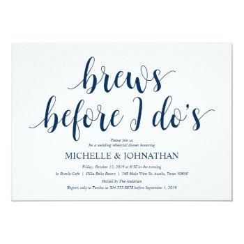 Rustic Wedding Rehearsal Dinner, Navy Blue Invitation Front View