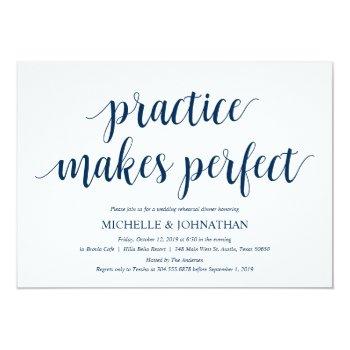 Rustic Wedding Rehearsal Dinner, Navy Blue Invitation Front View