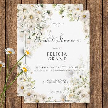 rustic white daisies bridal shower invitation