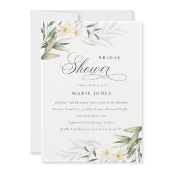rustic white greenery floral bridal shower invite