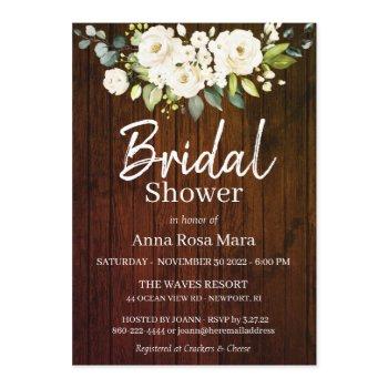 *~* rustic white watercolor roses bridal shower invitation