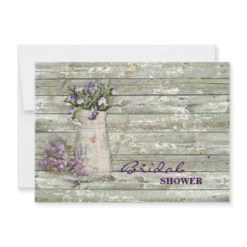 rustic whitewashed wood farmhouse lavender invitation