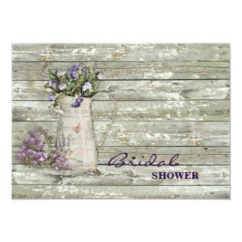Rustic Whitewashed Wood Farmhouse Lavender Invitation Front View