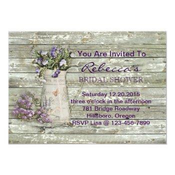 Rustic Whitewashed Wood Farmhouse Lavender Invitation Front View